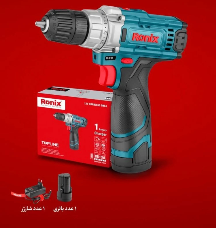 دریل پیچ گوشتی شارژی رونیکس مدل 8613A اتوماتیک ۱۲ ولت